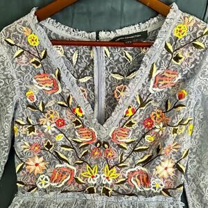 French connection embroidery elegant lace dress
